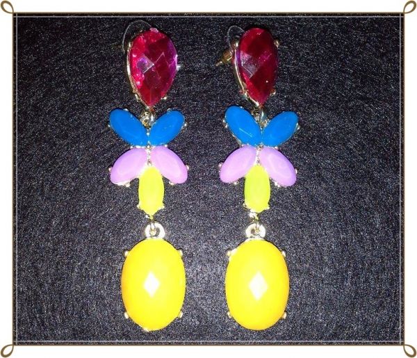 Maxi Brincos Vermelho, Azul, Rosa e Amarelo