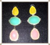 Maxi Brincos Amarelo, Verde Água e Rosa